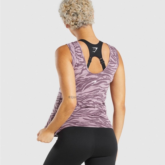 Gymshark Pink Mauve Zebra-Print Performance Tank - Picture 2 of 4
